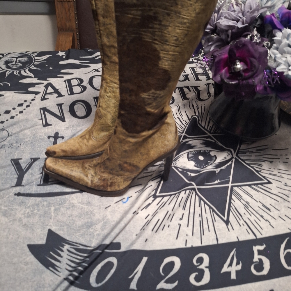 Gianni Bravo Poited Toe High Heeled Italian Leather &Fur Boots Size7.5 - Picture 3 of 14